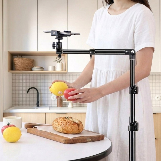 카멜리안 항공샷 거치대 260cm 높이 스마트폰 촬영용 삼각대 T자 수평 수직 조절 스탠드 유튜브 요리 언박싱 거치대 1개, none