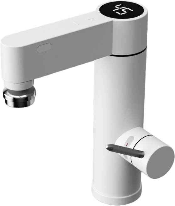 YAPOGI 간이 설치 급속가열 온도 디스플레이 화장실 세면대 수도꼭지 전기 순간 온수기, 화이트