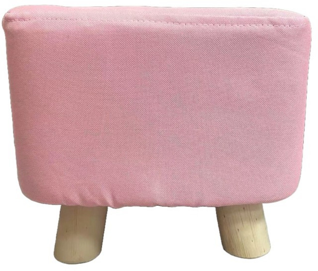 淘氣寶貝 穿鞋椅 實木麻布椅 休閒椅凳 兒童椅, 淺粉色,方形, 1個