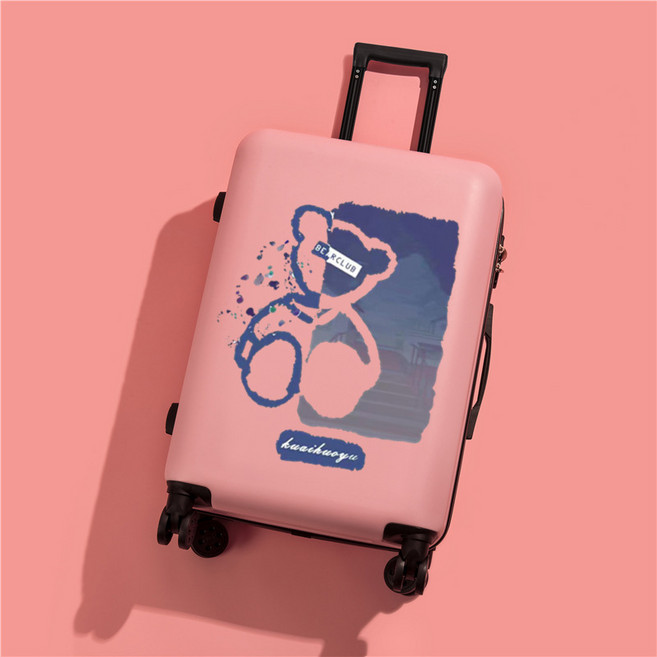 핑크주 베어 곰돌이 캐릭터 중대형 하드 캐리어