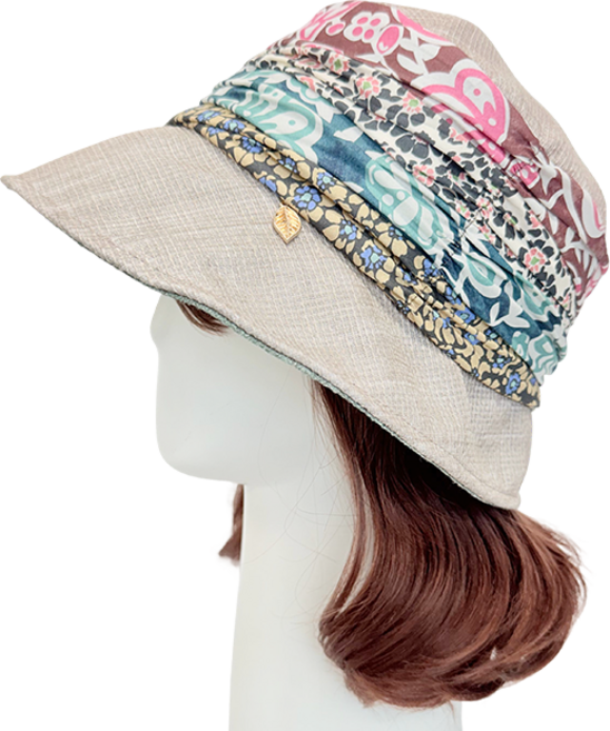 엄마짱 MHS_8743_주름스카프 수직망사 봄여름 벙거지 / 여성봄여름가을모자 엄마선물 5060모자 6070모자 중년여성 여름골프버킷햇 미니멀룩 휴양지 여름휴가 데이트룩 실버라인