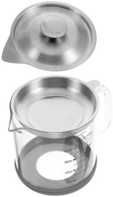 그리스 컨테이너 오일 팟 1000ml 스틸 스트레이너 필터 캔 주방 베이컨 저장 기구 기름통