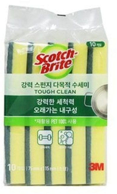 3M 스카치브라이트 강력 스펀지 다목적 수세미 10입