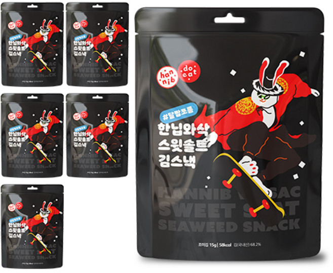 한닙두잇 한닙와삭 달짭쪼름 스윗솔트 김스낵/김과자, 6개, 15g