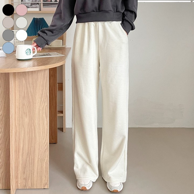 가비진 여성용 숏/롱 선택! 포근 따뜻 코듀로이 밴드 일자 와이드 기모 팬츠 바지 7color