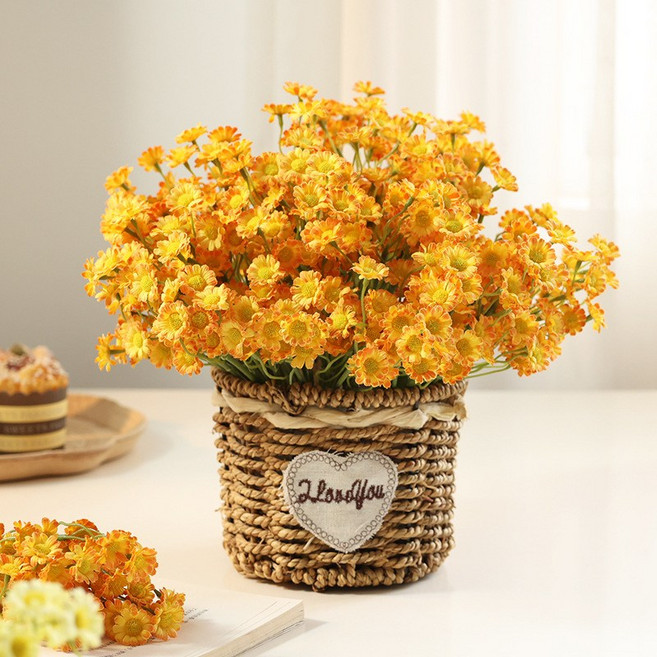 메이크유어홈 촬영용 부케 마가렛 데이지조화 들꽃 야생화 꽃다발, 오렌지, 2개