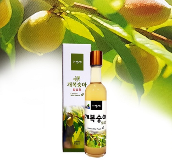 자연에서 채취한 개복숭아를 500일이상항아리 발효숙성한 개복숭아 발효청 300ml, 1개