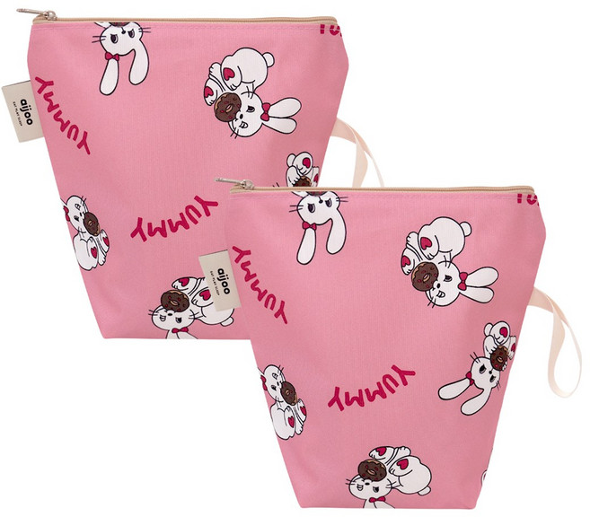 아이주 양치컵파우치 양면 방수 2개입, B 도넛토끼2개입