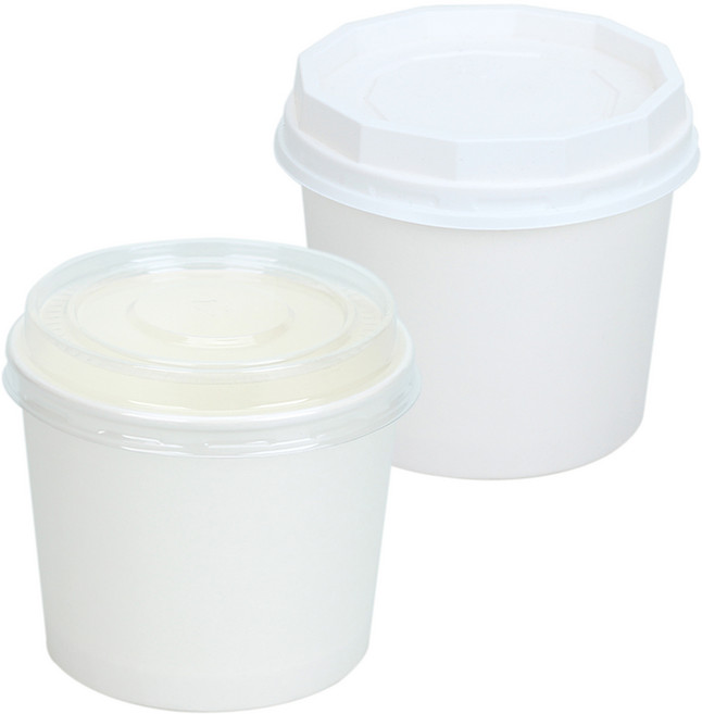 350cc 종이그릇 100개 뚜껑포함 쿠키 과일 컵밥 배달 일회용용기, 350cc 100개 + 투명뚜껑 100개, 1개