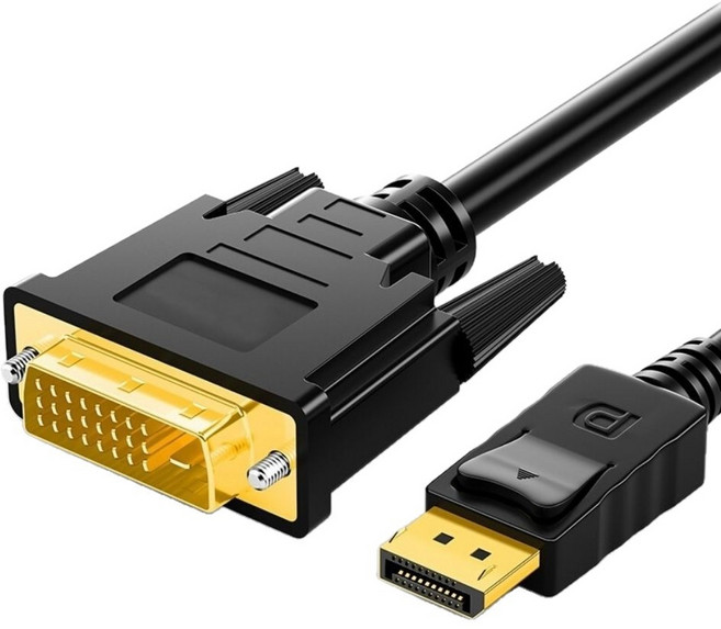 DisplayPort轉DVI高畫質轉接線 1.8米 1080P顯示 鍍金接口 即插即用 支援雙屏音視頻同步, 1個, DP轉DVI 1.8M