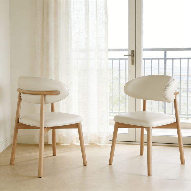 NEDYOU 1+1 원목 식탁의자 2인용 카페의자 인테리어의자 YZ-188, 2개, 연한 우드색