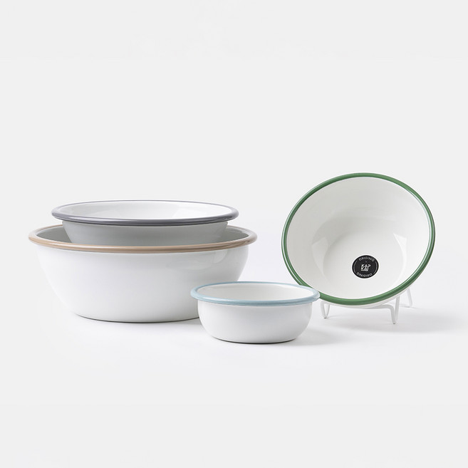 오리지니크 캅카 법랑 접시 파스타 시리얼 플레이팅 보울 세트, 혼합색상, 1세트