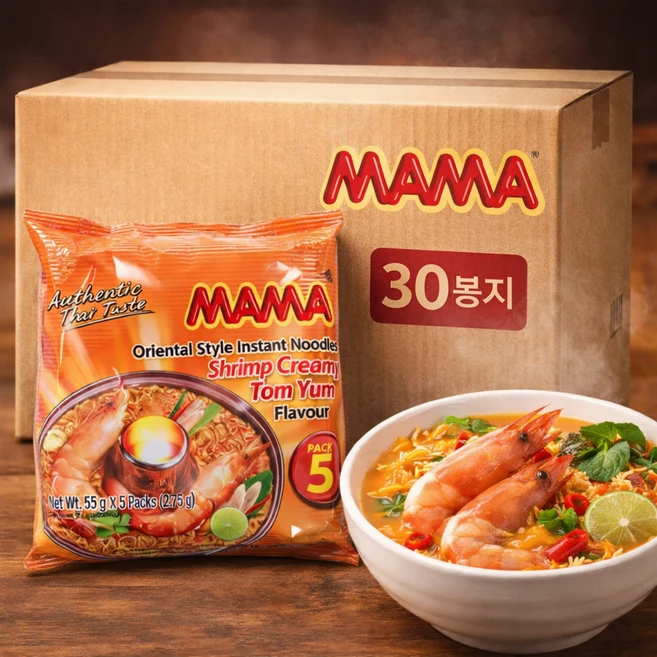 마마 쉬림 크리미 톰윤 플레이버 봉지라면 55g, 30개 - 쿠팡
