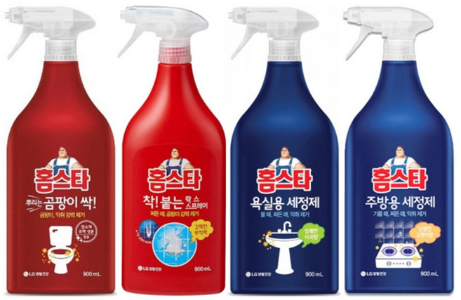 LG생활건강 홈스타 4종류 중 곰팡이 싹 착붙는 락스 스프레이 욕실용 주방용 국산 세정제 900ml, 1개