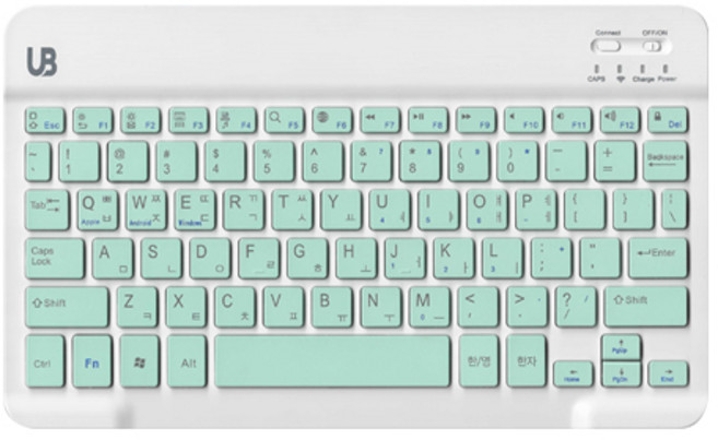 UB BK1 휴대용 무선 블루투스 키보드 슬림형, 민트 미디움, UB-BK1, 제조사축