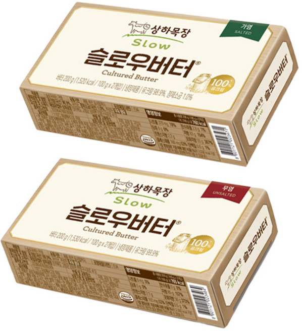 상하목장 슬로우버터 200g 무염2개＋가염2개 냉장무료배송, 2개