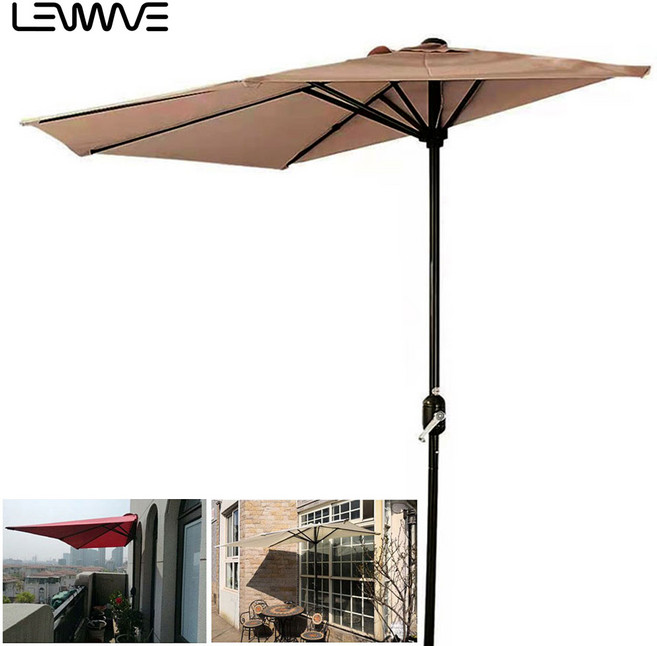 청성기업 런웨이브 벽면 하프 파라솔 사이드 베란다 테라스 어닝 파라솔 /물통 받침대(별도), 벽면 하프파라솔본체(그린)