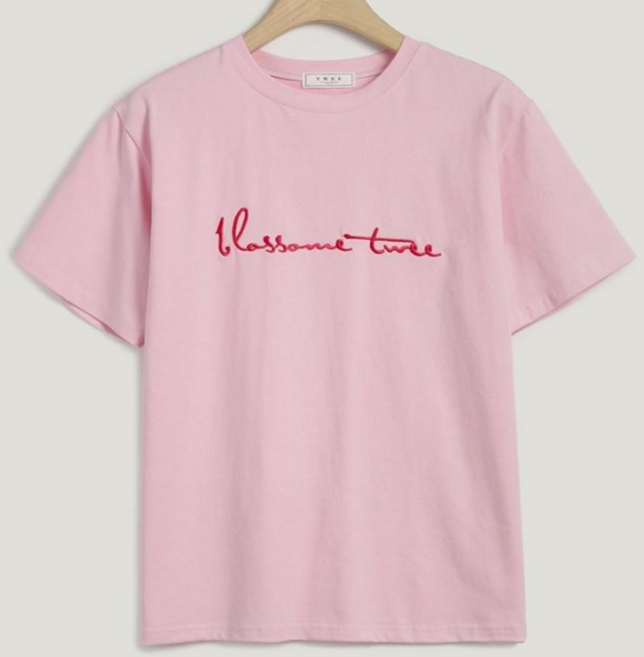 [TWEE] [송수이착용] 포에지 빅 레터링 자수 티셔츠