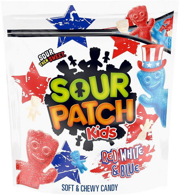 SOUR PATCH 아동용 레드 화이트 & 블루 소프트 & 츄이 캔디 0.8kg(1.8파운드), 1개