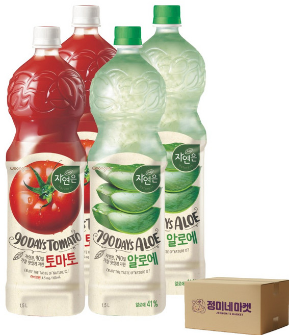 자연은 1.5L 음료수 세트 토마토 알로에 각 2개씩, 1개