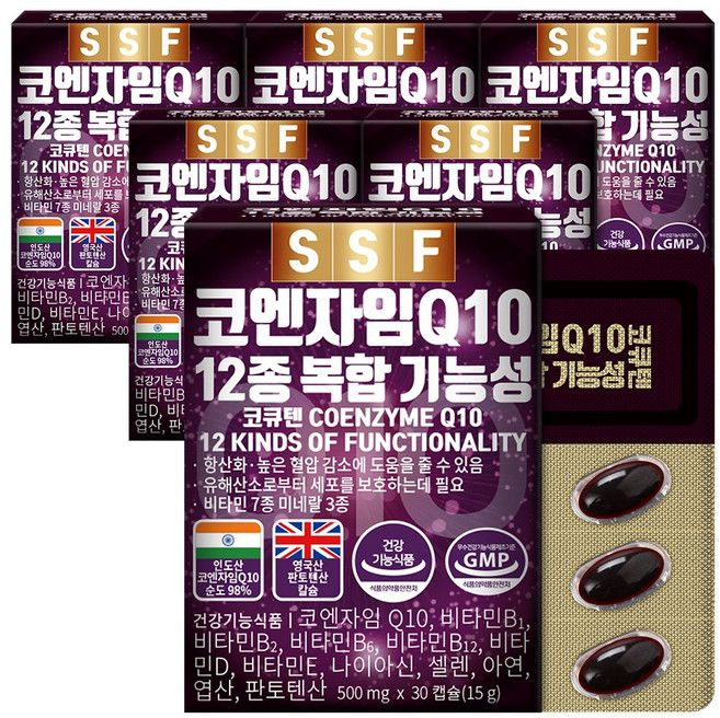 순수식품 코엔자임Q10 코큐텐 비오틴 엽산 아연, 30정, 6박스