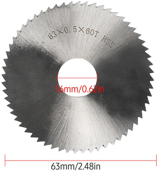 원형 블레이드 전기 커팅 5IN HSS 합금 수지 60MM 디스크 액세서리 에머리, 63, 16mm, 은, 1개