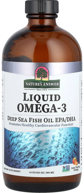 Nature's Answer 액상 오메가3 심해 피쉬 오일 EPA/DHA 오렌지 맛 480ml(16fl oz) Answer (네이처스 앤서), 473.2, 1 - 쿠팡