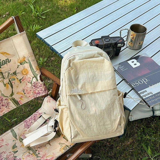 多功能兩用胸包 戶外出行旅行輕便小型雙肩包運動登山包斜挎包, 米色