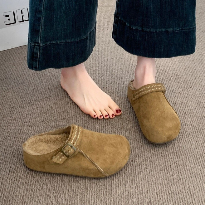 여성 블로퍼 가을 겨울 캐주얼 도톰 임산부 털 슬리퍼 기질 여자 뮬 블로퍼 반슬리퍼 CY