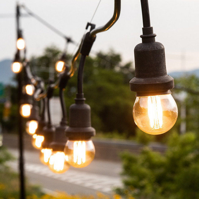 야외용 LED 방수 파티라이트 오징어등 소켓+전구 세트 7구 10구 20구 30구 40구, 20개, 4w 에디슨 전구색