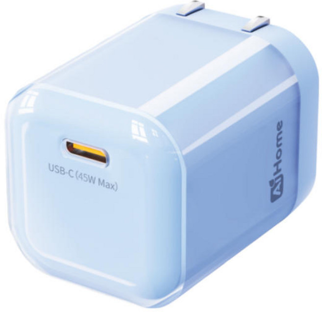AiHome 45W 氮化鎵智慧電源供應器 PD充電器, 1個, 快充頭（不附線）, 蓝色