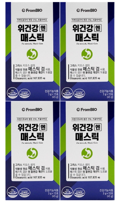 프롬바이오 위건강엔 매스틱 위 불편감 개선 도움 메스틱 위 건강기능식품, 45g, 4개