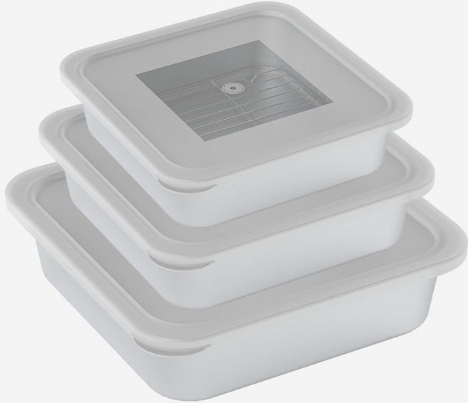 알텐바흐 스텐 밧드 반찬통 스테인레스 사각, 1세트, M+L+XL