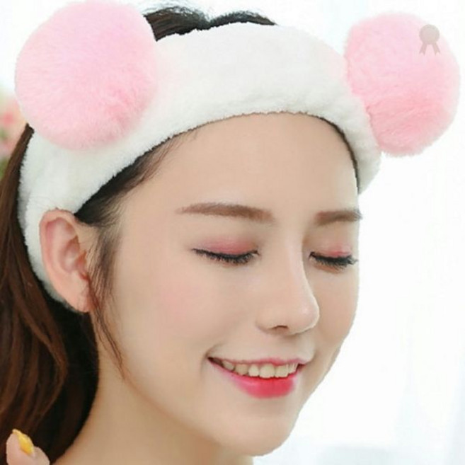 세안 화장 클렌징 헤어밴드 귀달이 극세사 곰돌이 머리띠 세면 샤워 목욕 흡수, 1개, 상세페이지 참조