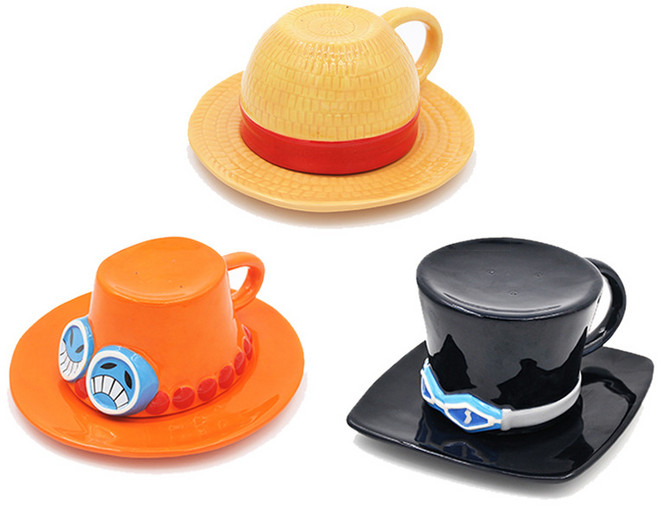 메이원 원피스 머그컵 루피 에이스 사보 쵸파 세라믹 머그잔 티컵 커피잔 원피스 모자 머그컵, 1개, 옐로우