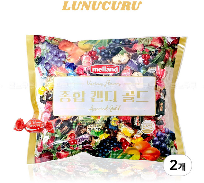 멜랜드 종합 캔디 골드 8가지맛 사탕, 800g, 2개