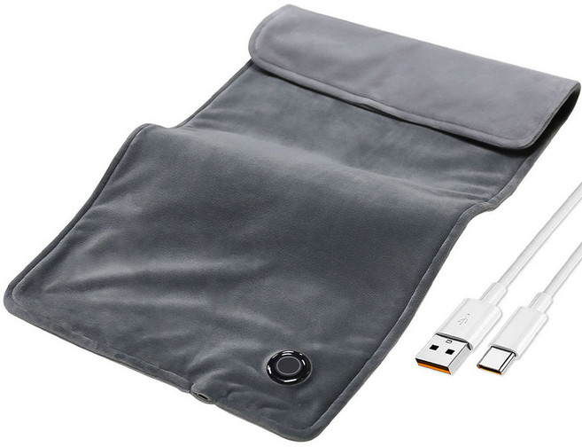 Garrl USB 온열 패드 발열담요 온찜질 온열매트 담요 3단계 온도 조절 물세탁 가능, 그레이