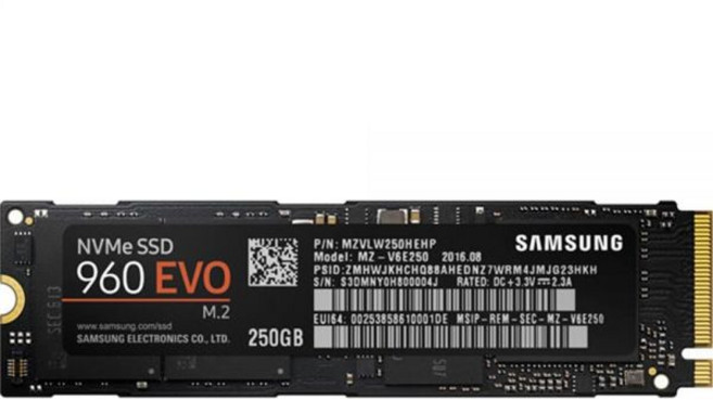 삼성 SSD 960 EVO 시리즈 1TB PCIe NVMe M.2 내부 SSDMZV6E1T0BW, 250GB