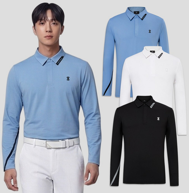 남성 골프티셔츠 스판 긴팔티 로고 포인트 폴로 티셔츠 와이드앵글 골프웨어 WMP25292