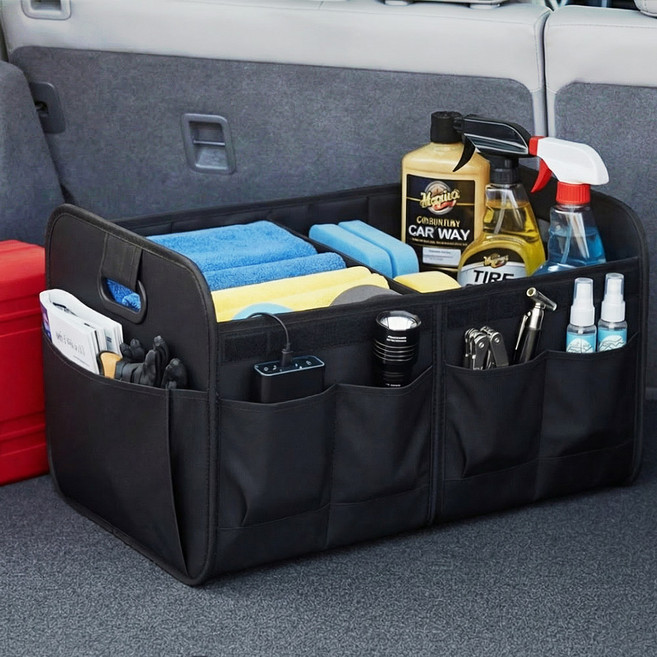 멜틱 차량용 접이식 트렁크 수납함, 블랙