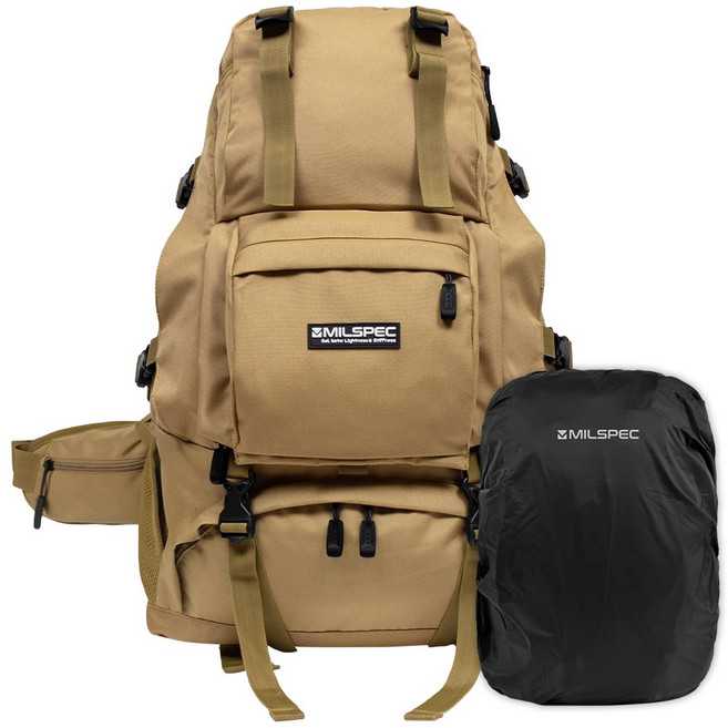 밀스펙 남녀공용 여행용 백팩 배낭 기내용 데일리, 카멜 (트래블) + 레인커버, 1개