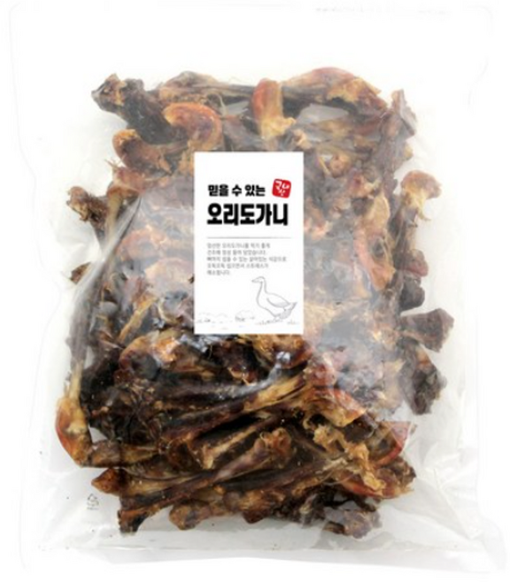 퍼피아이 믿을 수 있는 강아지 수제 건조 간식, 오리도가니, 1kg, 1개