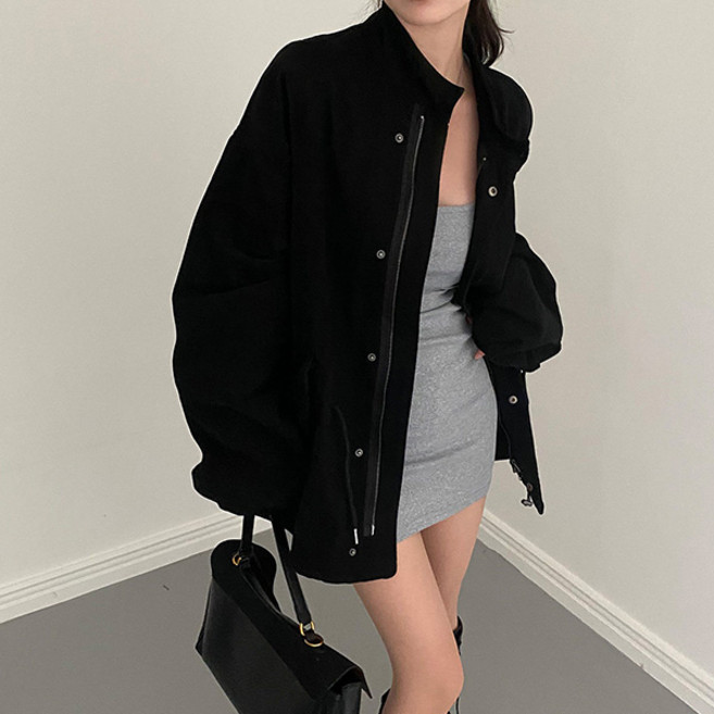 라라홀리 빈티지 허리 스트링 하이넥 집업 사파리 야상 점퍼