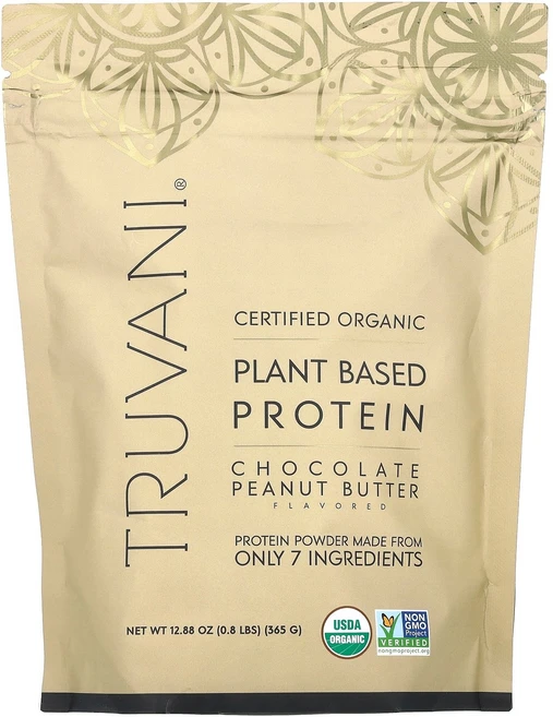 Truvani 유기농 인증 식물성 단백질 초콜릿 땅콩버터 365g(0.8lb) Truvani (트루바니), 1개, 365g - 쿠팡