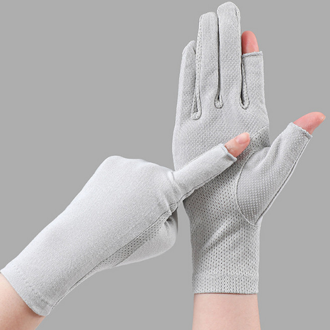 MIROSE 여성 자외선차단 운전장갑 등산 골프 장갑 양손 미끄럼방지, MRS_그레이, 1개