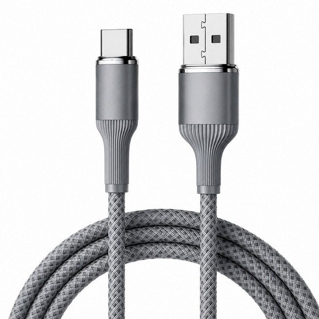 AiHome USB-A轉Type-C 快充傳輸線 鎢金編織線 1M/2M, 1個, 100cm, 黑灰