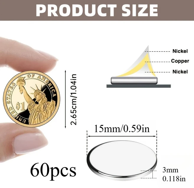 삼성LG냉장고부품 5X5X55X25X3 미터 원형 사무실 및 창고에 하며 오래 지속되는 자성, 05 5X360PCS