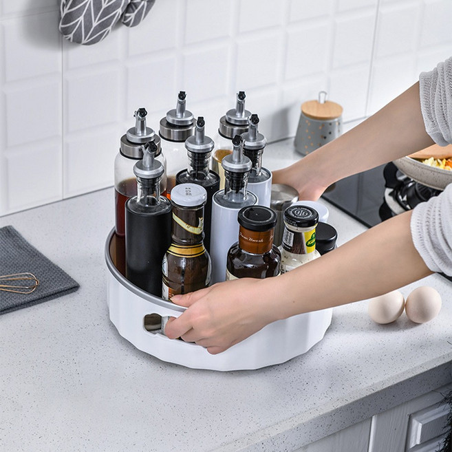 원형 회전 트레이 다용도 수납대 화장품 양념통 정리 턴테이블, 대 29.8*9.5, 1개