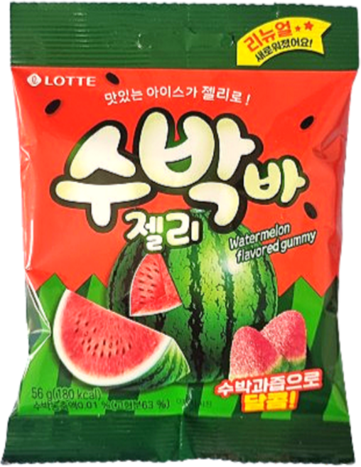 롯데 수박바 젤리, 56g, 15개