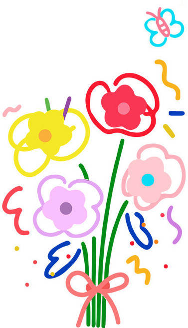 바이모던 쇼윈도스티커 창문스티커 파스텔 감성 꽃다발